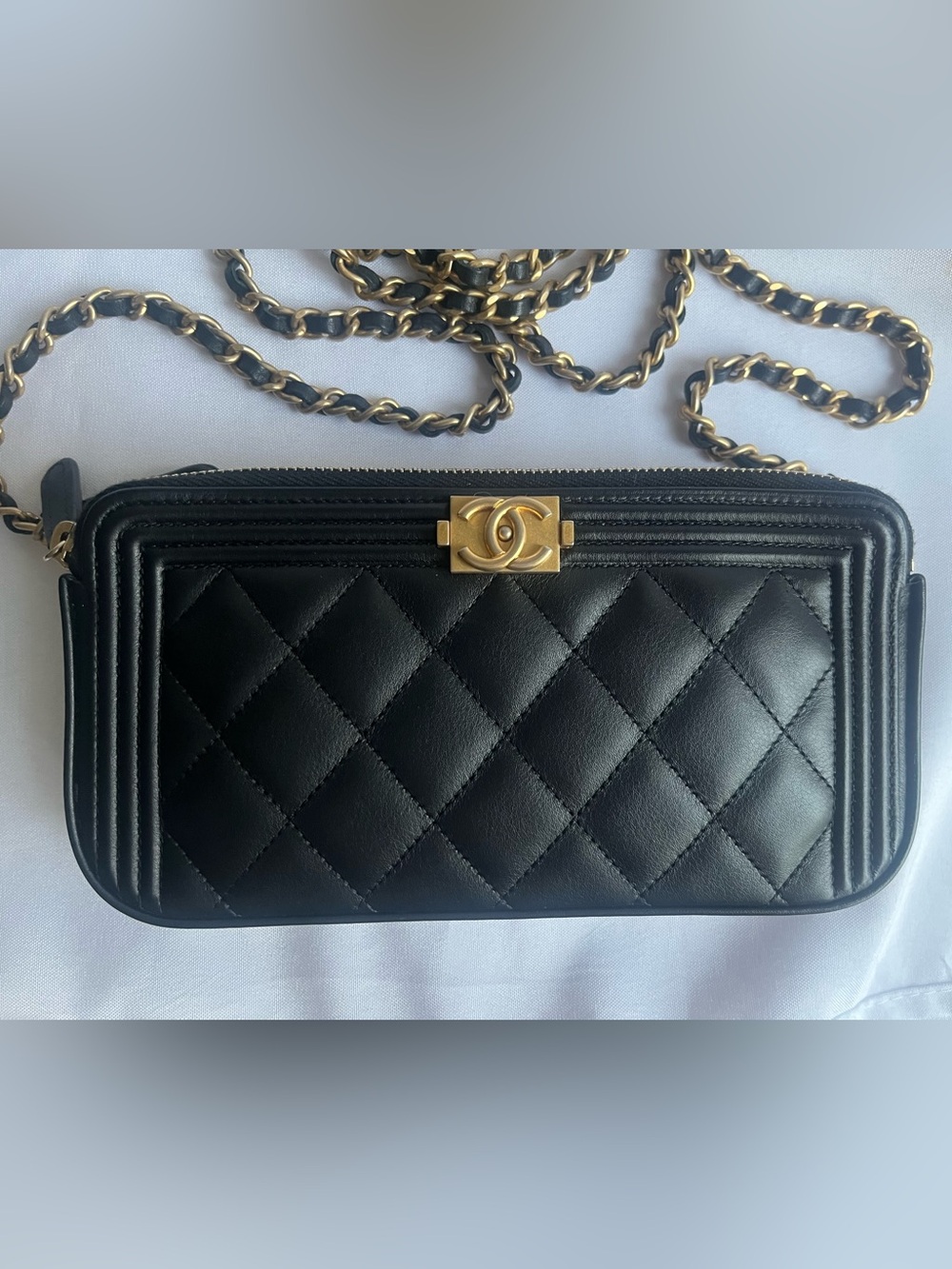 Chanel Boy small clutch with chain